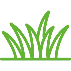A silhouette of a green grass icon on a white background.