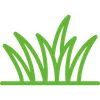 A silhouette of a green grass icon on a white background.
